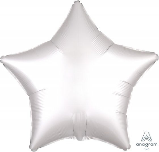48cm Star WHITE Satin Luxe Plain Foil #HA38591 - Each (pkgd.)
