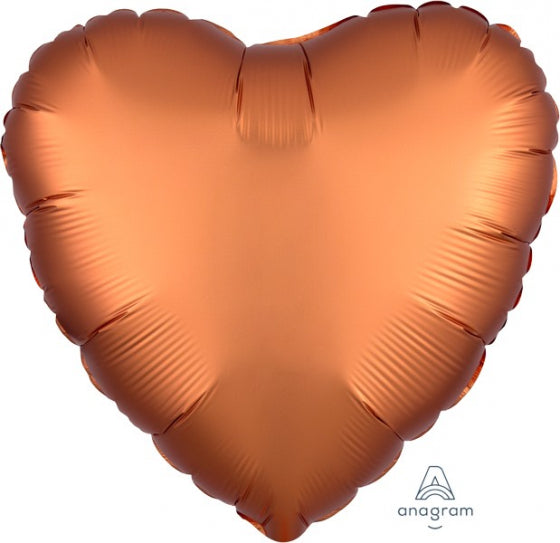 45cm Heart Foil AMBER Satin Luxe #HA38581 - Each (pkgd.)