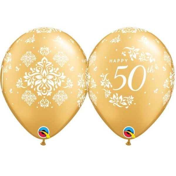 28cm Round Gold 50th Anniversary Damask #49690 - Pack of 50