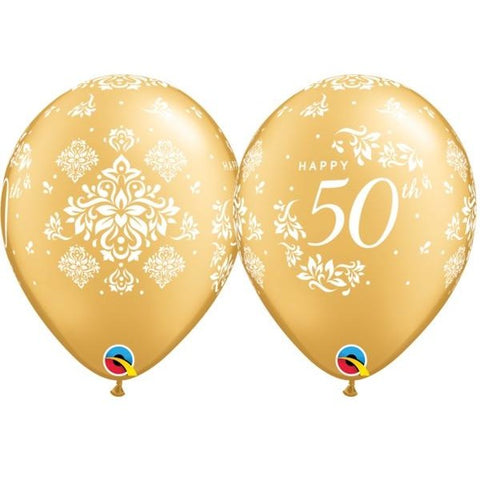 28cm Round Gold 50th Anniversary Damask #49690 - Pack of 50