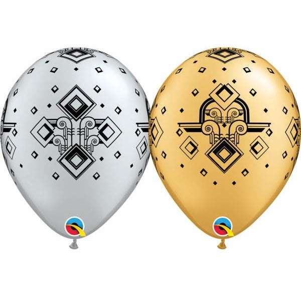 28cm Round Assorted Silver & Gold Art Deco Pattern #49694 - Pack of 50