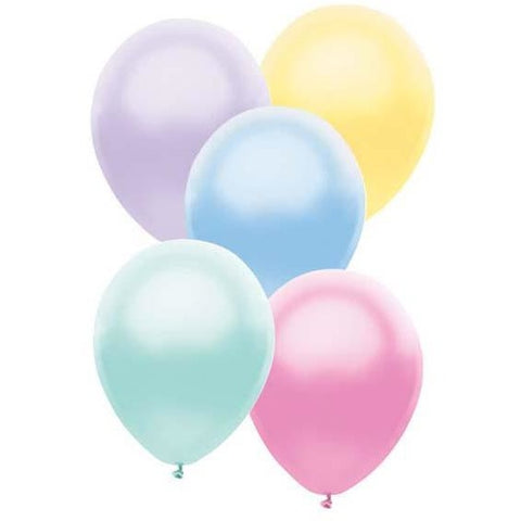 30cm Round Pearl Pastel Assorted Funsational Plain Pkg #50067 - Pack of 50