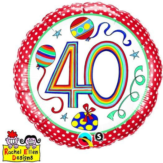 45cm Round Foil Rachel Ellen 40 Polka Dots & Stripes #50409 - Each (Pkgd.)