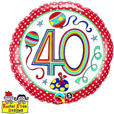 45cm Round Foil Rachel Ellen 40 Polka Dots & Stripes #50409 - Each (Pkgd.)