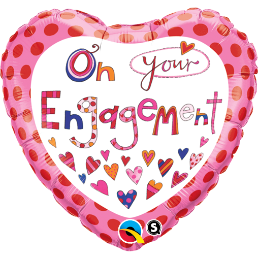 45cm Heart Foil Rachel Ellen On Your Engagement #51171 - Each (Pkgd.)