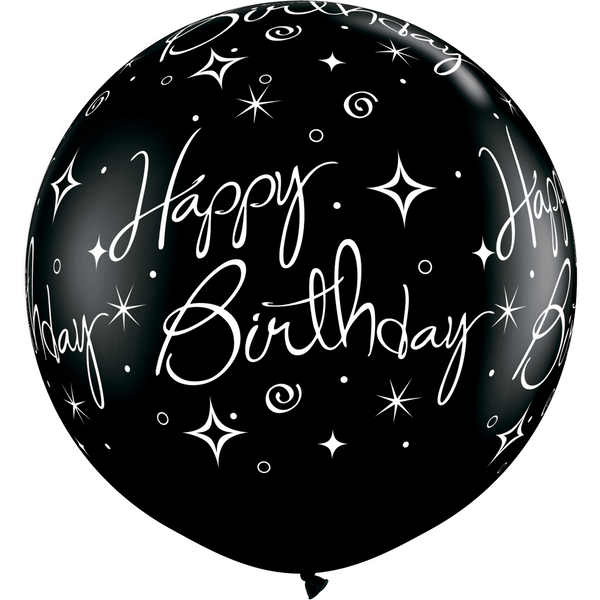 75cm Round Black & 75cm Silver Birthday Sparkles & Swirls-A-Round #53476 - (2 ct.)