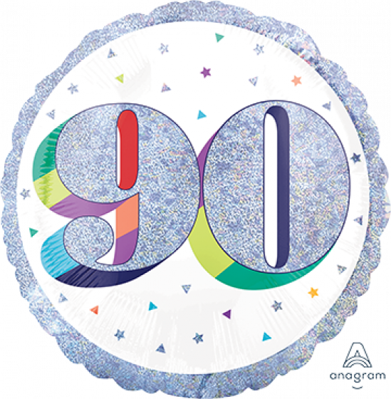 45cm Foil Round Balloon Here's To You 90 #39787- Each (Pkgd.)