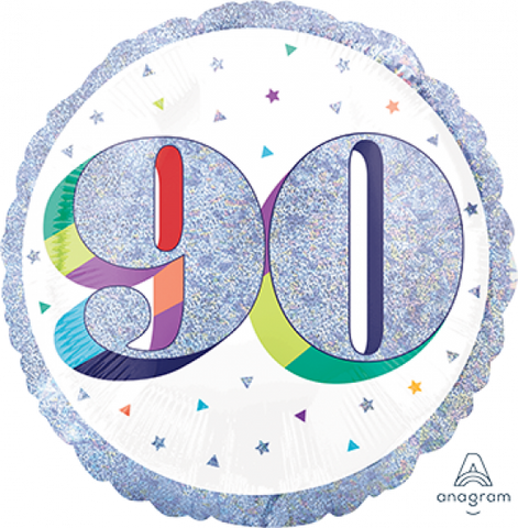 45cm Foil Round Balloon Here's To You 90 #39787- Each (Pkgd.)