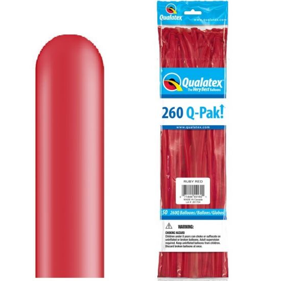 260Q Q-Pak Ruby Red Qualatex Plain Latex #55160 - Pack of 50