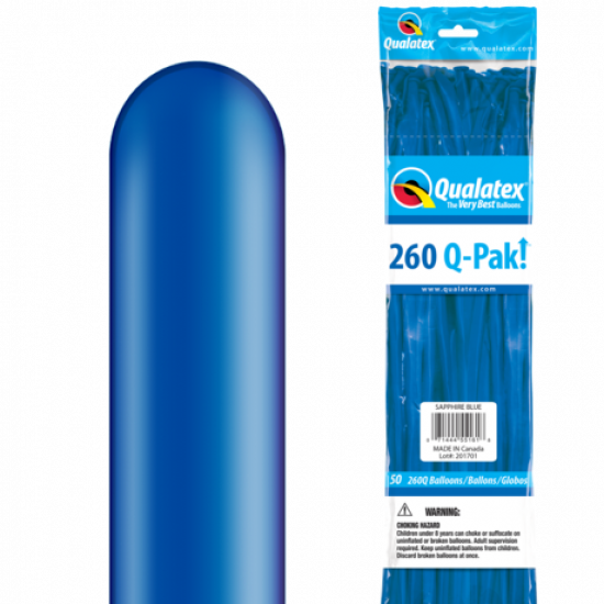 260Q Q-Pak Sapphire Blue Qualatex Plain Latex #55161 - Pack of 50