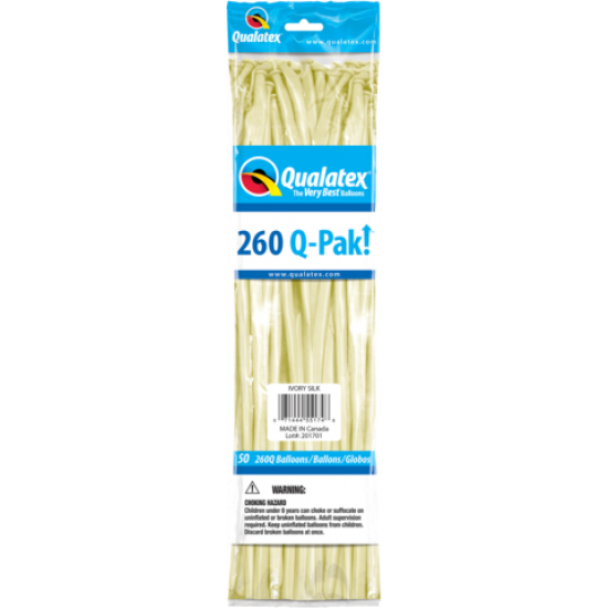 260Q Q-Pak Ivory Silk Qualatex Plain Latex #55174 - Pack of 50