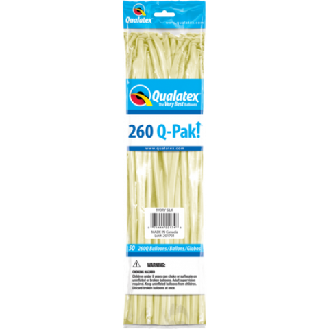 260Q Q-Pak Ivory Silk Qualatex Plain Latex #55174 - Pack of 50