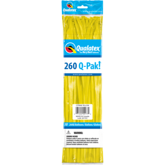 260Q Q-Pak Citrine Yellow Qualatex Plain Latex #55177 - Pack of 50