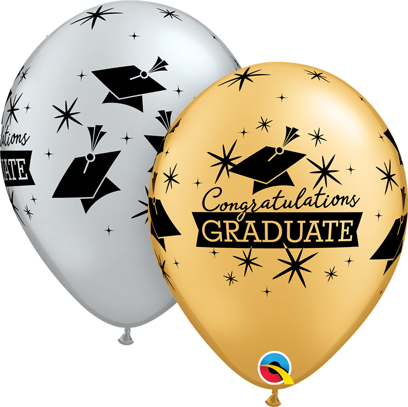 28cm Round Silver & Gold Congratulations Graduate Cap #57110 - Pack of 50