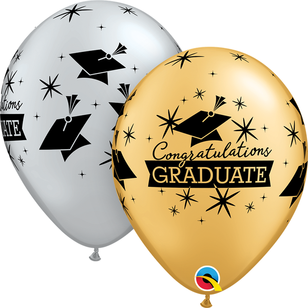 28cm Round Silver & Gold Congratulations Graduate Cap #57110 - Pack of 50