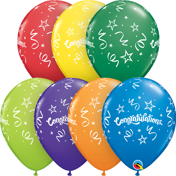 28cm Round Carnival Assorted Congratulations Streamers #57111 - Pack of 50