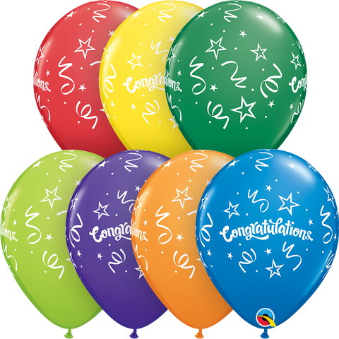 28cm Round Carnival Assorted Congratulations Streamers #57111 - Pack of 50