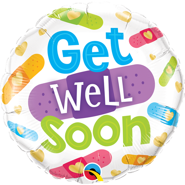 45cm Round Foil Get Well Soon Bandages #57304 - Each (Pkgd.)