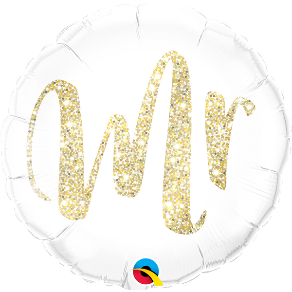 45cm Round Foil Mr Glitter Gold #57313 - Each (Pkgd.)