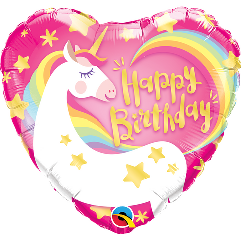 45cm Heart Foil Birthday Magical Unicorn #57319 - Each (Pkgd.)
