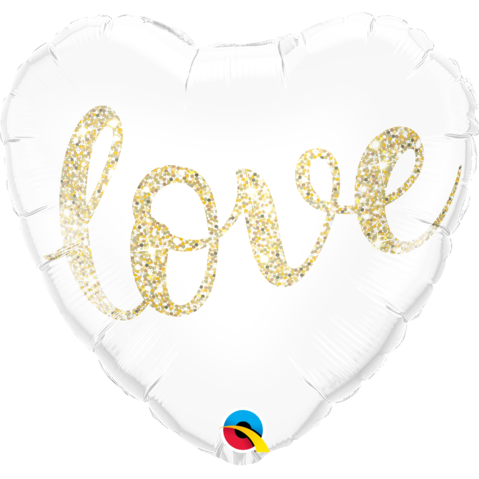 45cm Heart Foil Love Glitter Gold #57322 - Each (Pkgd.)
