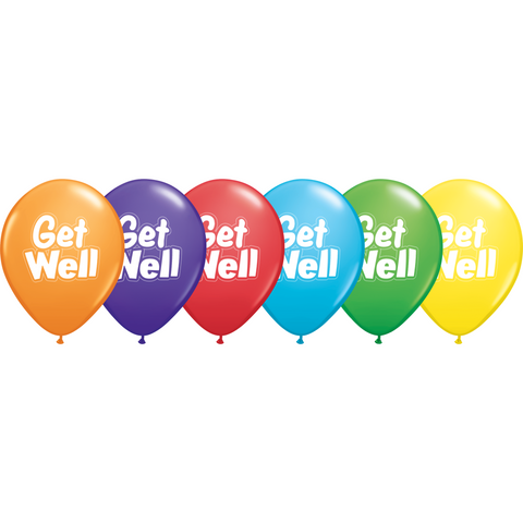 28cm Round Bright Rainbow Assorted Get Well Dashed Outline #57891 - Pack of 50