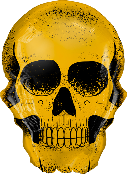 90cm Shape Foil Golden Skull #58135 - Each (pkgd.)