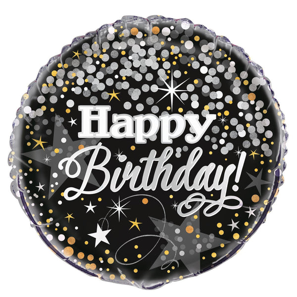 45cm Round Foil Glittering Birthday #M58287- Each (Pkgd.)