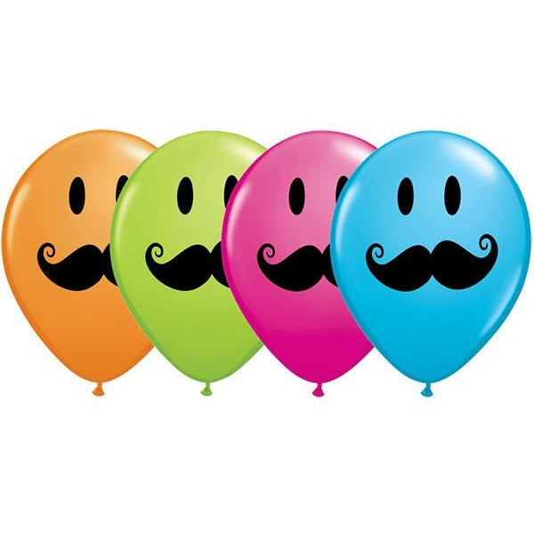 28cm Round Special Assorted Smile Face Mustache #60044 - Pack of 50 SPECIAL ORDER ITEM