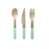 Wooden CUTLERY Set Pastel Mint Green 30pk #6017MTP