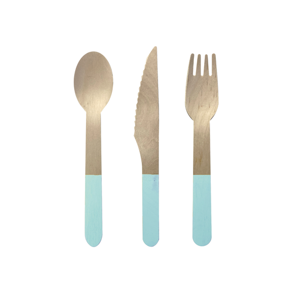 Wooden CUTLERY Set Pastel Blue 30pk #6017PBP