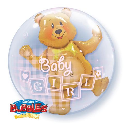60cm Double Bubble baby Girl Blocks & Bear #68647 - Each