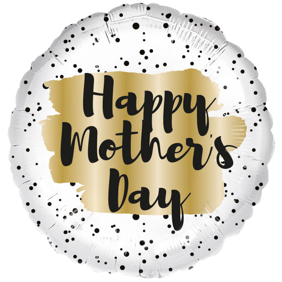 45cm Round Foil Happy MOTHER'S Day Gold Spot #16013 - Each (Pkgd.)