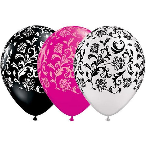 28cm Round Special Assorted Damask Print #76881 - Pack of 50