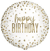45cm Round Foil Confetti Gold Birthday #M78447- Each (Pkgd.)