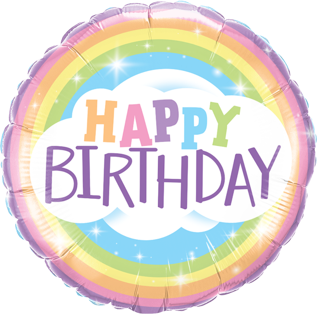 45cm Round Foil Birthday Rainbow #78658 - Each (Pkgd.)
