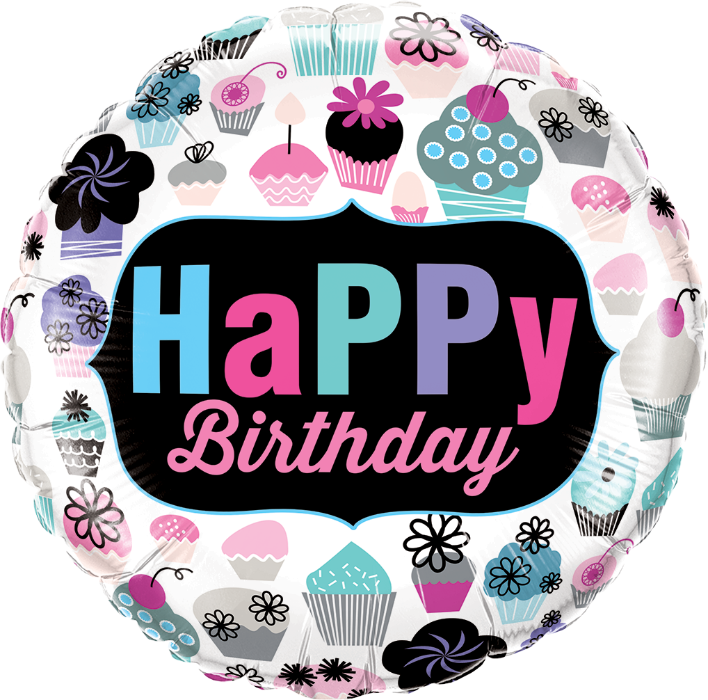 45cm Round Foil Birthday Cupcakes Emblem #78669 - Each (Pkgd.)