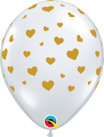 28cm Round Diamond Clear Random Hearts Gold Print #79949 - Pack of 50