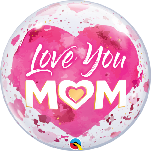 56cm Single Bubble Love You M(HEART)M Pink #82542- Each (Pkgd.)