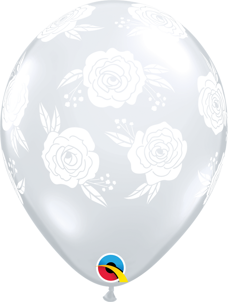 28cm Round Diamond Clear Roses in Bloom (White) #84039 - Pack of 50