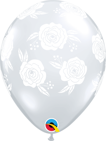 28cm Round Diamond Clear Roses in Bloom (White) #84039 - Pack of 50