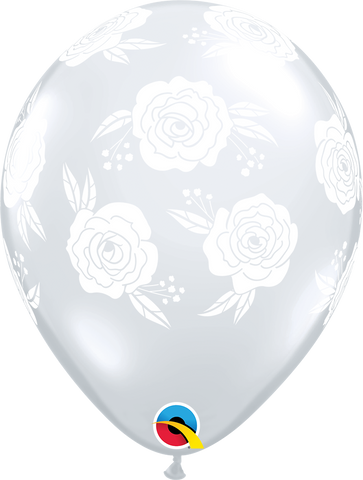 28cm Round Diamond Clear Roses in Bloom (White) #84039 - Pack of 50