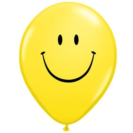 30cm Round Yellow Smile Face (Black) #506014 - Pack of 50