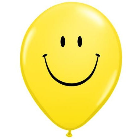 28cm Round Yellow Smile Face (Black) #85986 - Pack of 50
