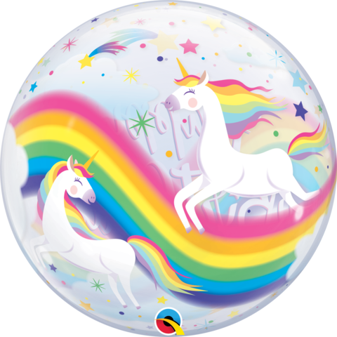 56cm Single Bubble Rainbow Unicorn Birthday #87744 - Each