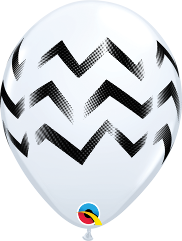 28cm Round White Chevron Stripes Black Print #87887 - Pack of 50
