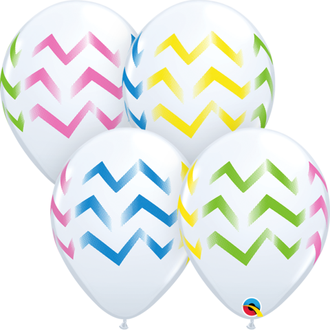 28cm Round White/colourful stripes CHEVRON #88212 - Pack of 50