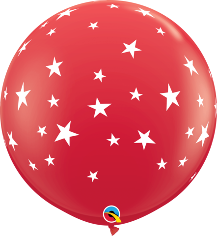 90cm Round Red Contempo Stars White Print #88281 - Pack of 2