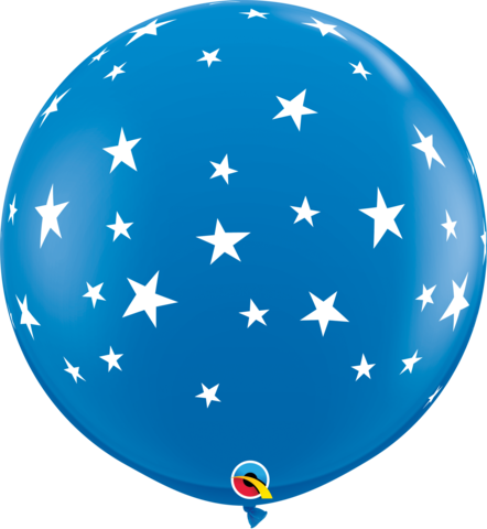 90cm Round Dark Blue Contempo Stars White Print #88282 - Pack of 2