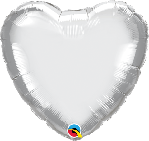 45cm Heart Foil Chrome Silver Plain #90034 - Each (Pkgd.)